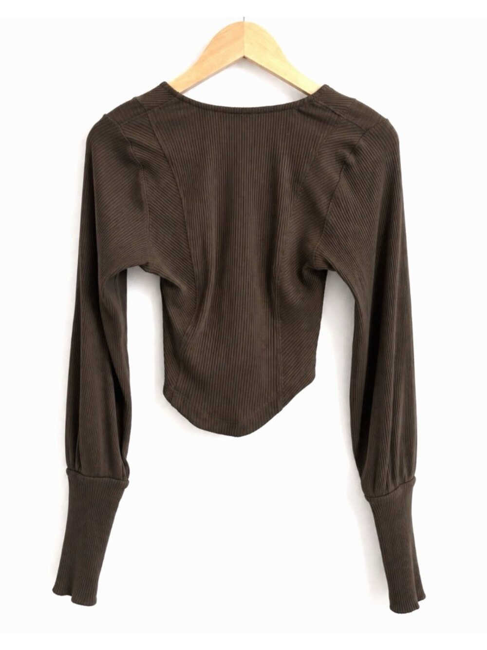 Free People Petra Ribbed Cropped Top Y2K Tortoise Shell Brown L - Picture 3 of 9
